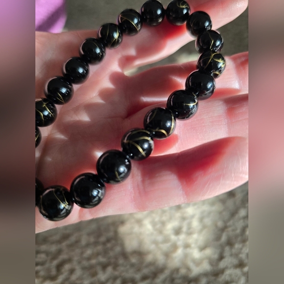 🐰SALE🐰 10mm Golden Black Agate Bracelet - Picture 3 of 12